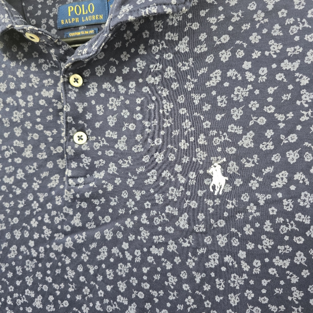 Polo Ralph Lauren Men's Size XL Blue White Floral All Over Print Slim Fit Cotton - Picture 4 of 9